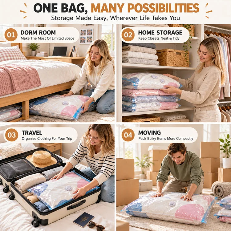 No-Pump 3D Vacuum Storage Bags