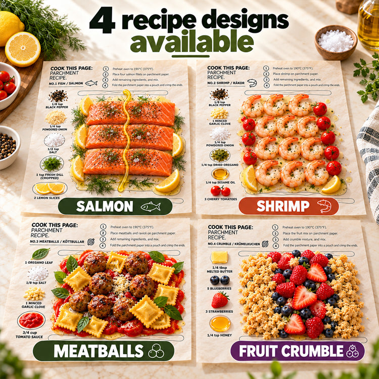 Recipe-Printed Parchment Paper Sheets