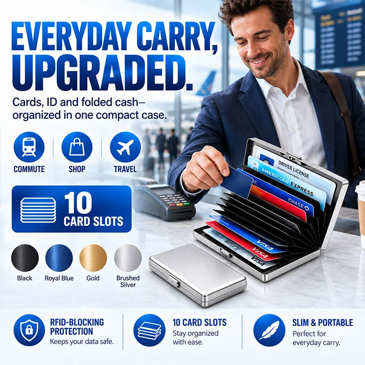 10-Card Stainless Steel RFID Blocking Wallet