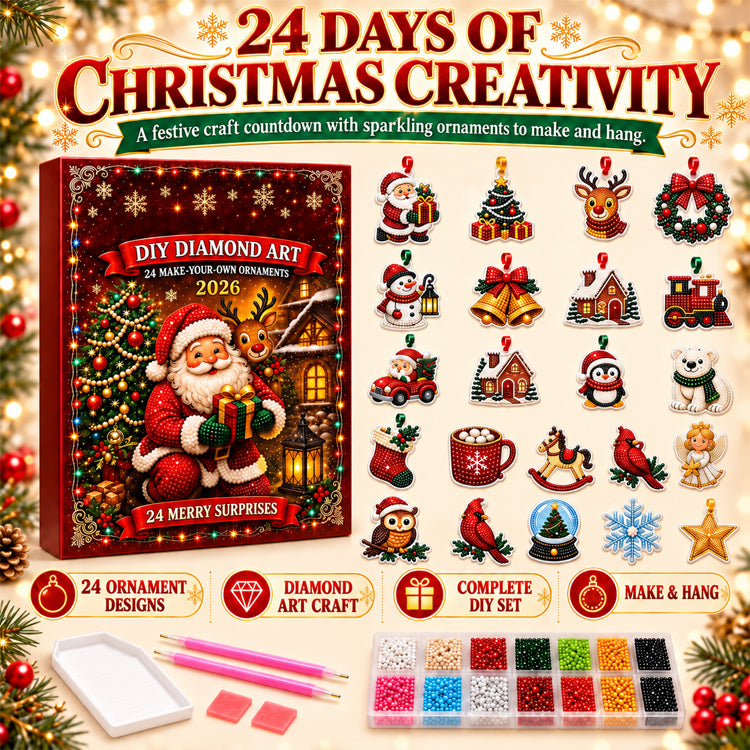24-Piece Christmas DIY Diamond Art Ornament Kit – Sparkling Holiday Craft Set