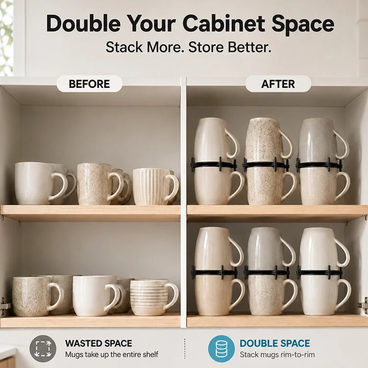 Adjustable Mug Stacker Organizer
