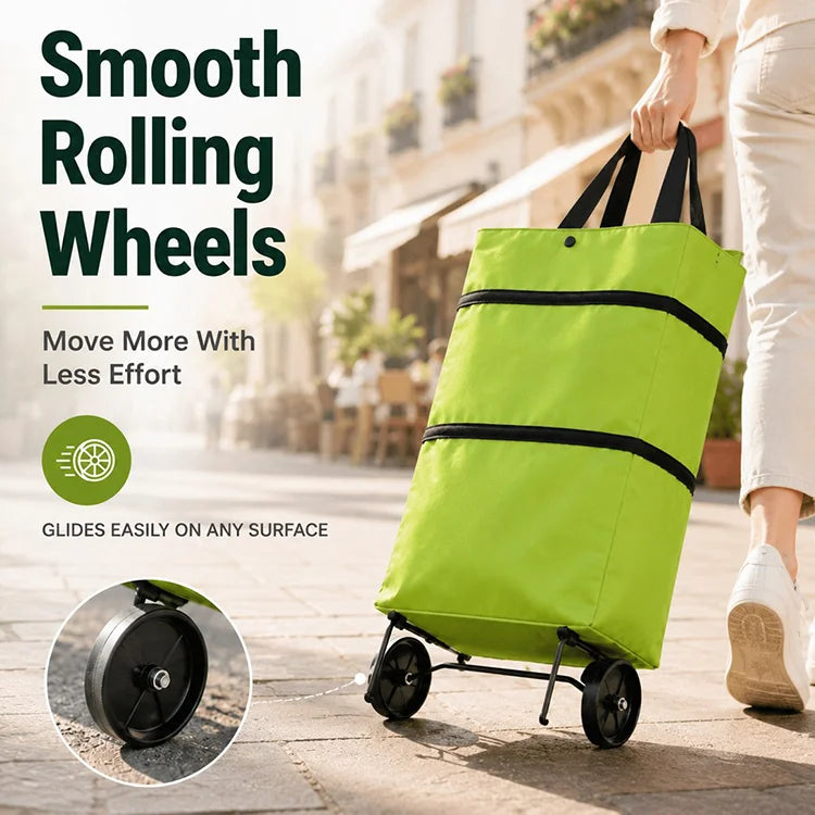 2-in-1 Foldable Rolling Shopping Tote