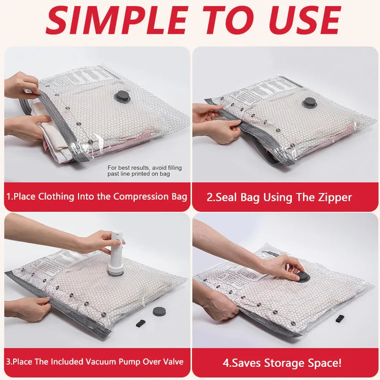 Cordless Vacuum Compression Bags with Electric Pump - Save Up to 80% Space in Seconds
