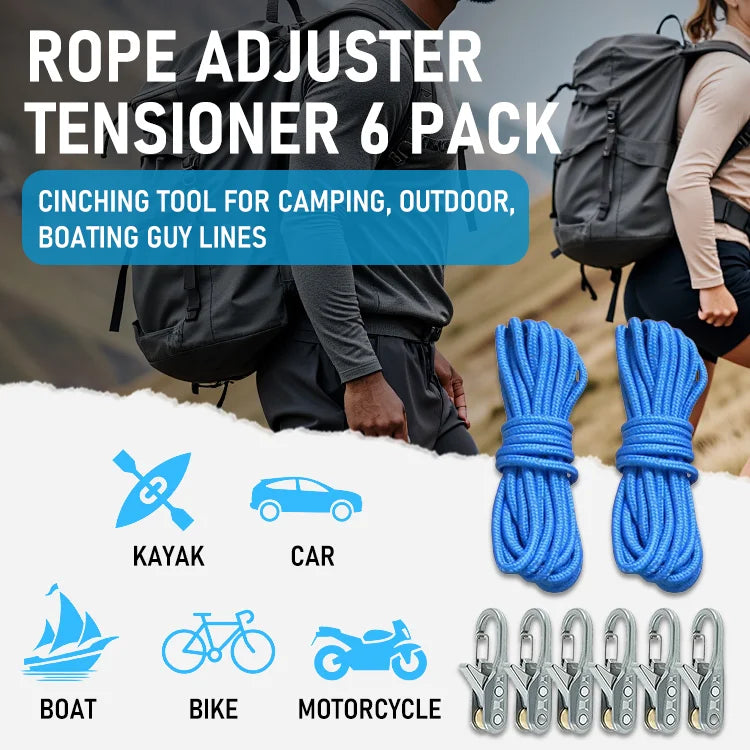 Guid Rope Adjuster Rope Adjuster Tensioner Kit (6-Pack) — Heavy-Duty Outdoor Cinch System ...