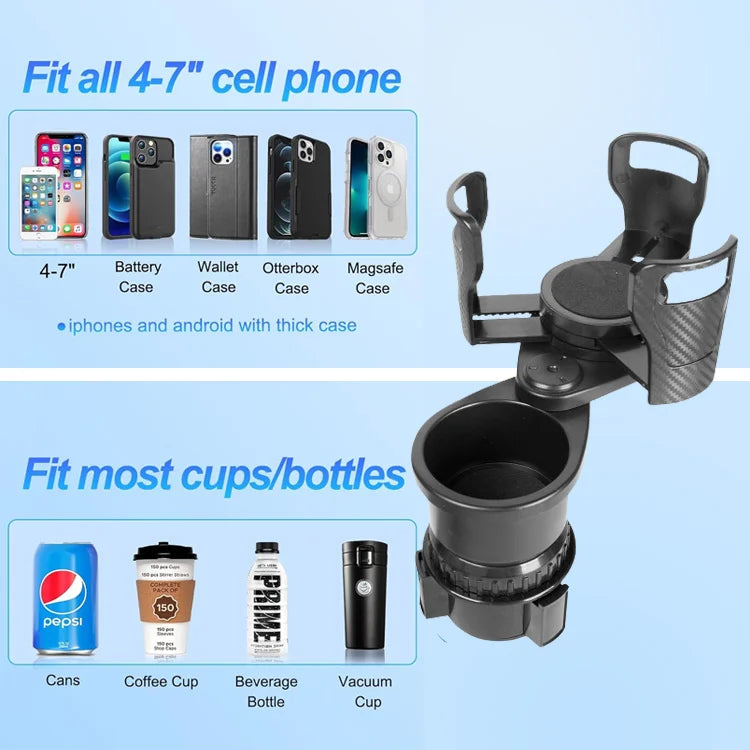 DriveMate - 2-in-1 Rotating Car Cup Holder