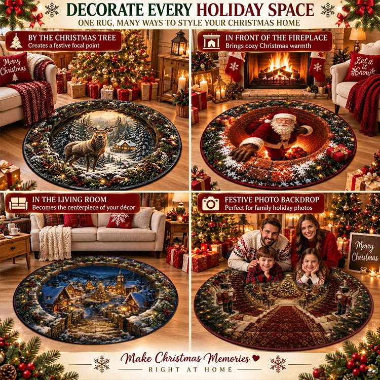 3D Christmas Illusion Rug – Magical Holiday Optical Floor Mat