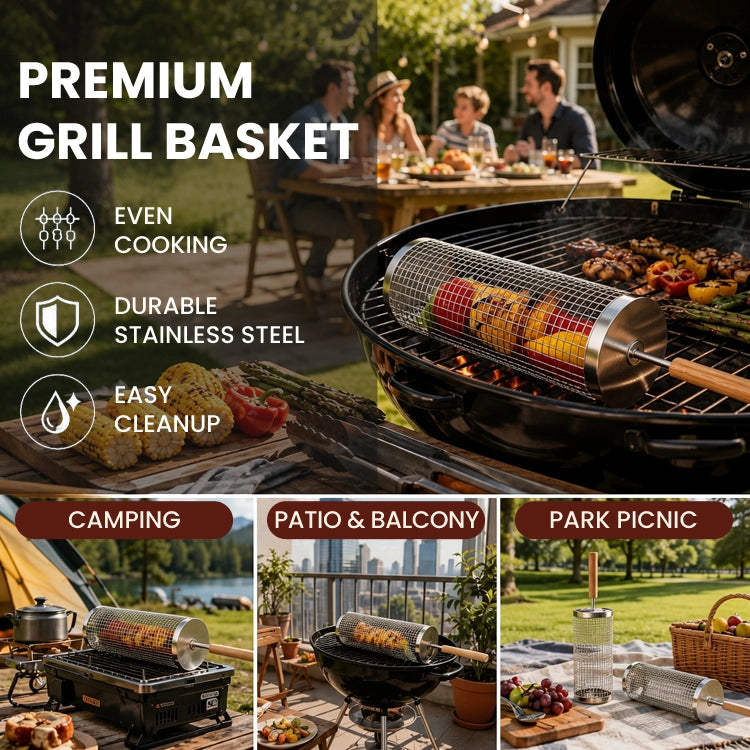 360° Rolling BBQ Grill Basket