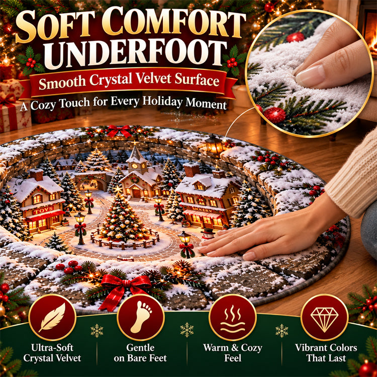 New 3D Christmas Illusion Round Rug – Fun Holiday Accent Floor Mat