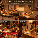 Lighted Santa Sleigh & Reindeer Christmas Display – 3D Resin Holiday Decor