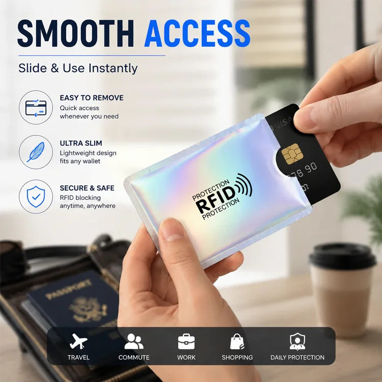 4-Pack RFID Blocking Card Sleeve Set – Slim Credit Card & Travel Protection Holders