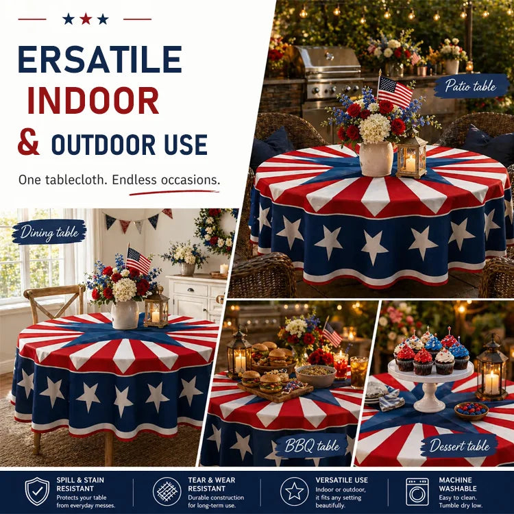 🔥Limited Time Offer 50% Off🎁250th Anniversary Patriotic Round Tablecloth