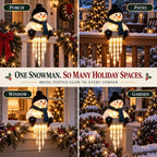 Lighted Snowman Icicle Railing Decor