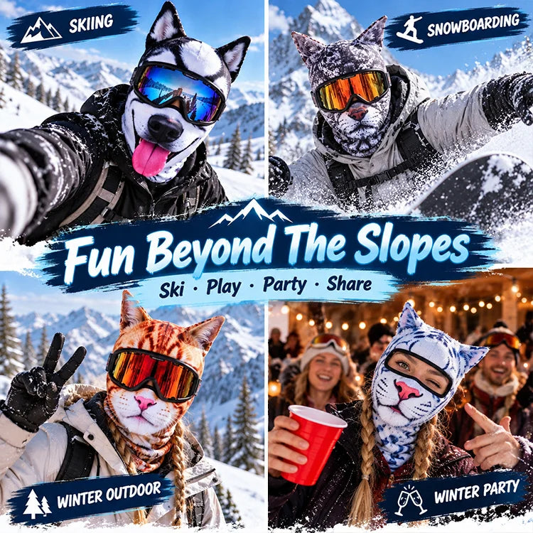 3D Animal Face Winter Balaclava – Full-Coverage Ski Mask