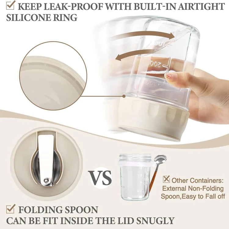 Overnight Oats Containers with Lids & Spoons