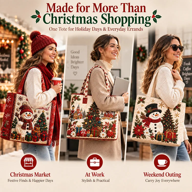 Quilted Christmas Tote Bag – Festive Holiday Carryall
