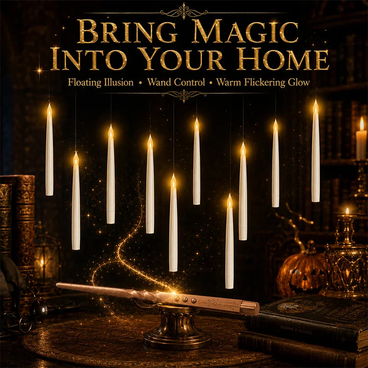 Magic Wand-Controlled Floating LED Candle Set