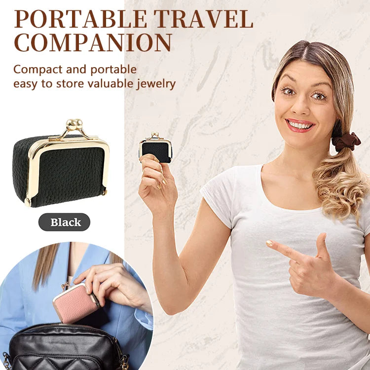 🔥 Genuine Leather Mini Jewelry Box – Travel-Ready & Tangle-Free