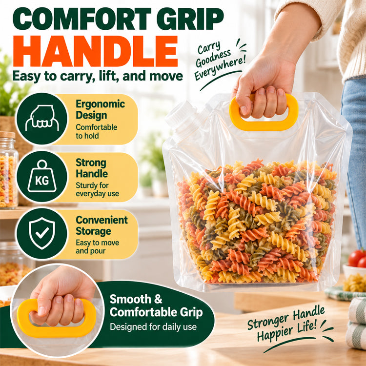 Reusable Airtight Dry Food Storage Bag – Stand-Up Easy-Pour Pantry Container