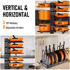 Adjustable Pot & Pan Organizer Rack for Cabinet Storage