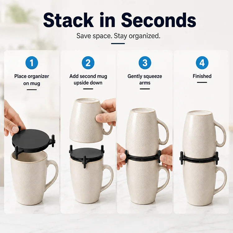 Adjustable Mug Stacker Organizer