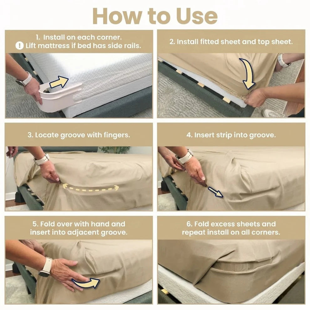 No-Slip Fitted Sheet Lock System