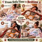 Nine-Panel Sleeping Cats Reversible Flannel Throw