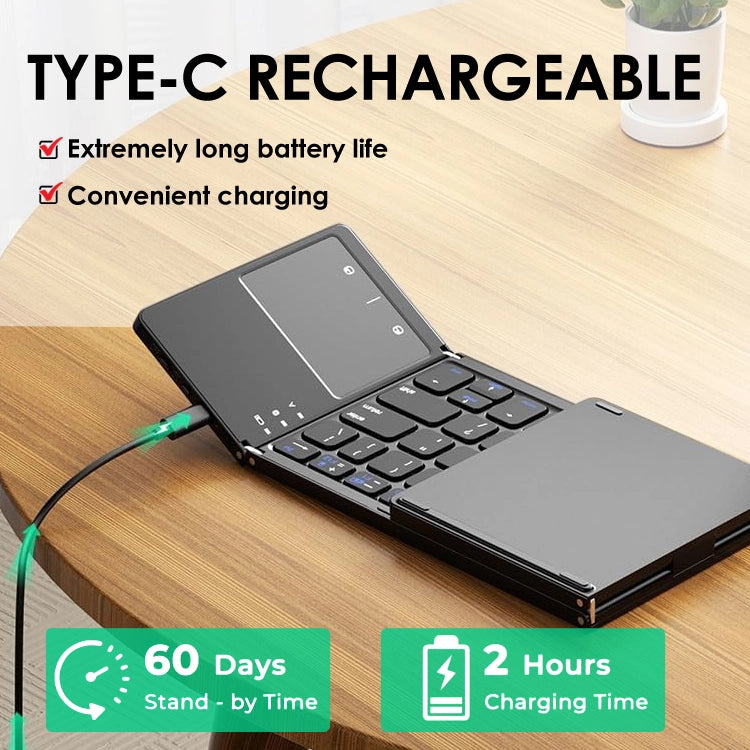Tri-Fold Bluetooth Keyboard with Touchpad — Full Typing Anywhere