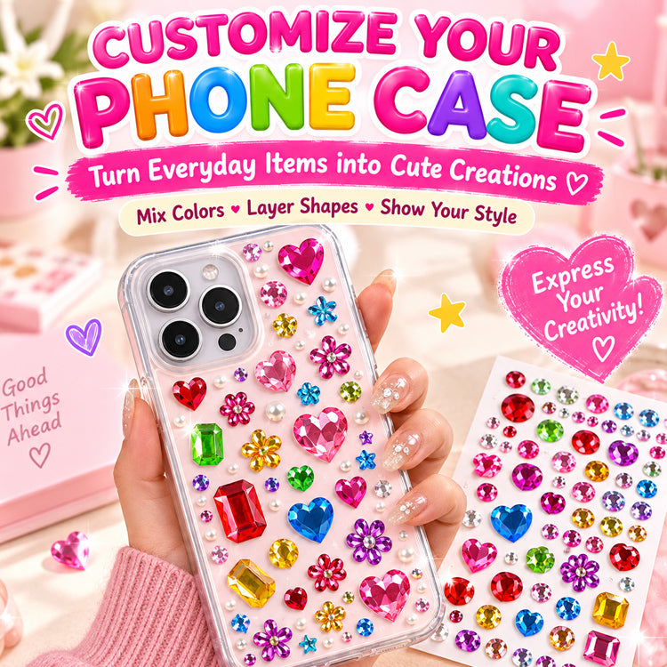 Self-Adhesive Rhinestone Gem Stickers – 3000-Piece Mixed Shape Craft Set