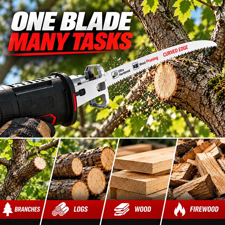 4-Piece Curved Pruning Saw Blade Set – 6″/9″/12″/15″ Reciprocating Saw Blades