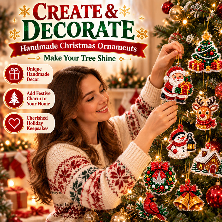 24-Piece Christmas DIY Diamond Art Ornament Kit – Sparkling Holiday Craft Set