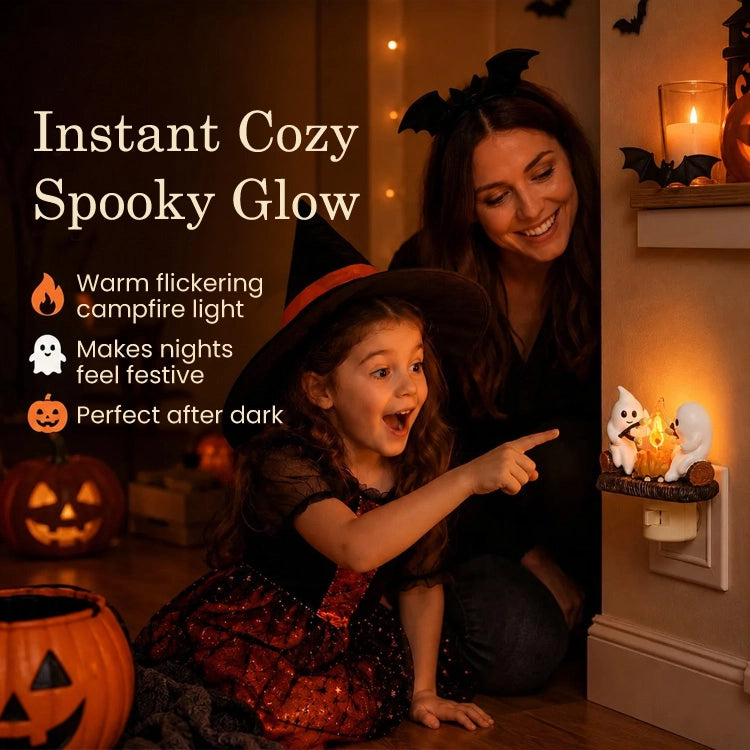 Spooky-Cute Ghost Campfire Plug-In Night Light