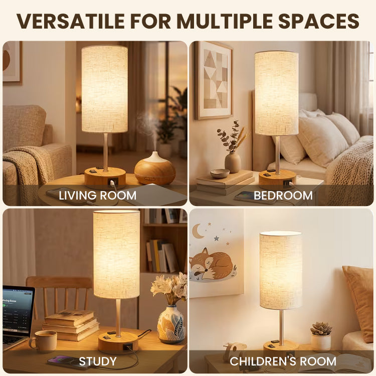 Touch Dimmable Bedside Lamp with USB-C, USB-A & AC Outlet
