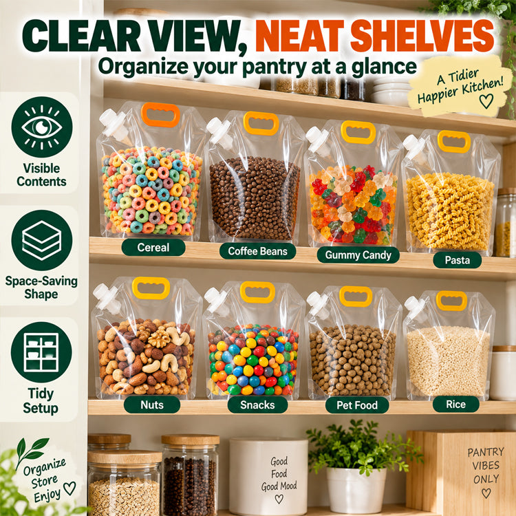 Reusable Airtight Dry Food Storage Bag – Stand-Up Easy-Pour Pantry Container