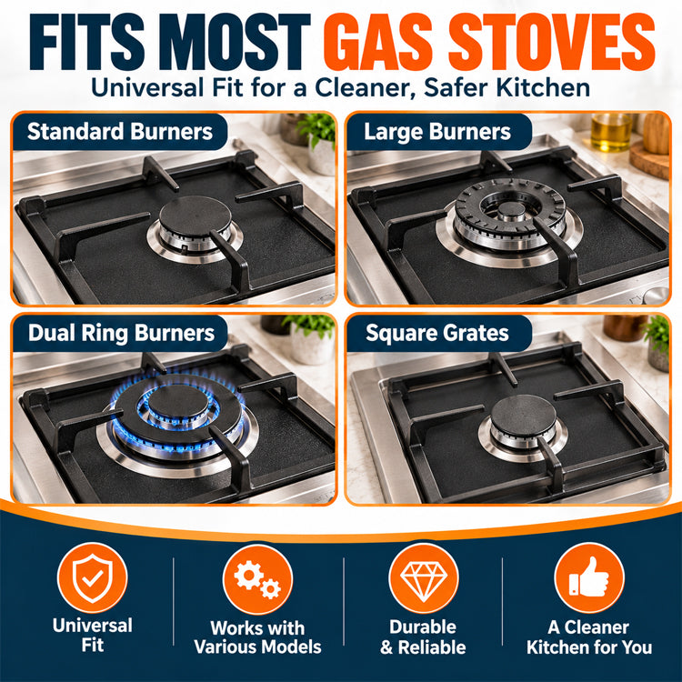 Reusable Gas Stove Burner Liners – Non-Stick Heat-Resistant Protector Mats
