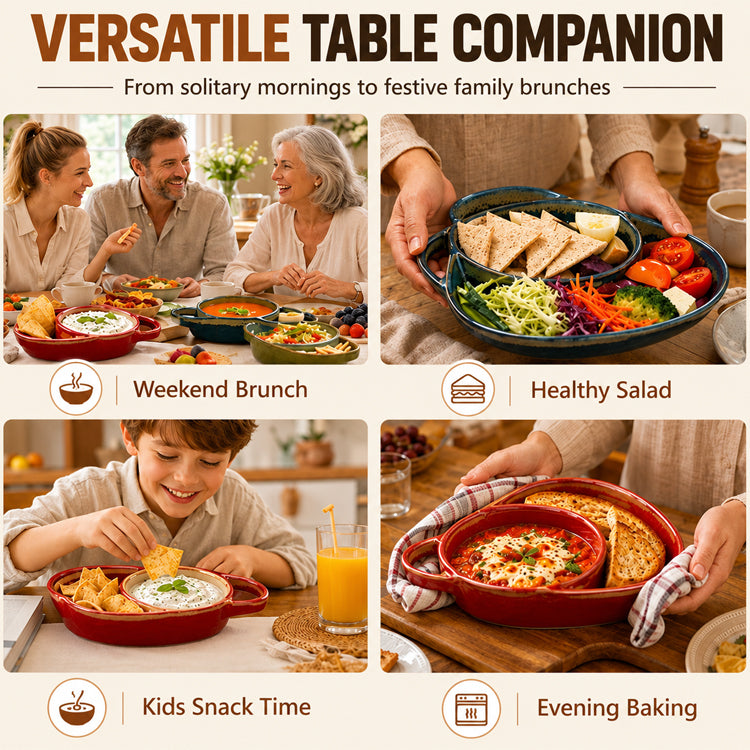 800G Real Ceramic Divided Bowl – 24 oz Soup & Side Serving Dish