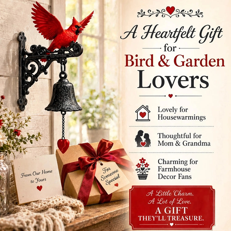 Vintage 3D Handcrafted Cardinal Garden Bell