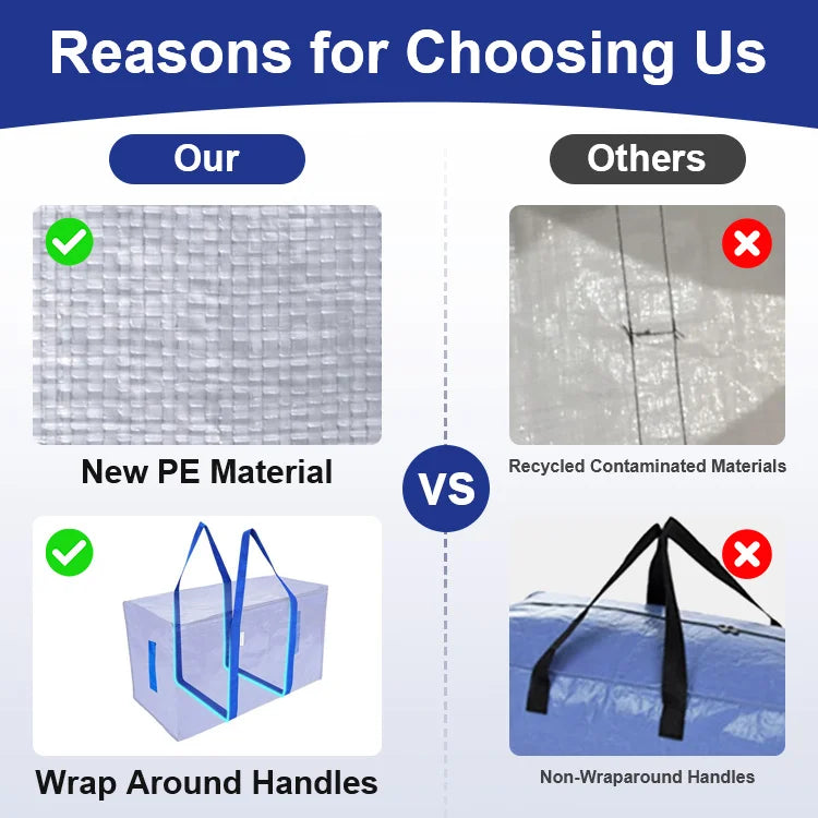 Heavy-Duty Extra Large Storage Moving Bags with Zipper & Handles