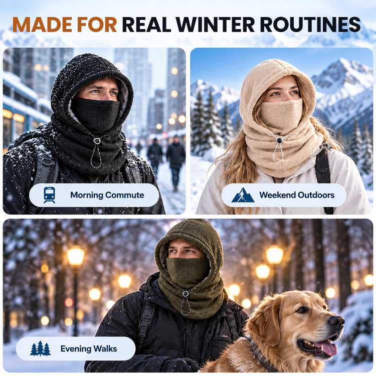 3-in-1 Fleece Hooded Face & Neck Warmer – Adjustable Cold-Weather Cover