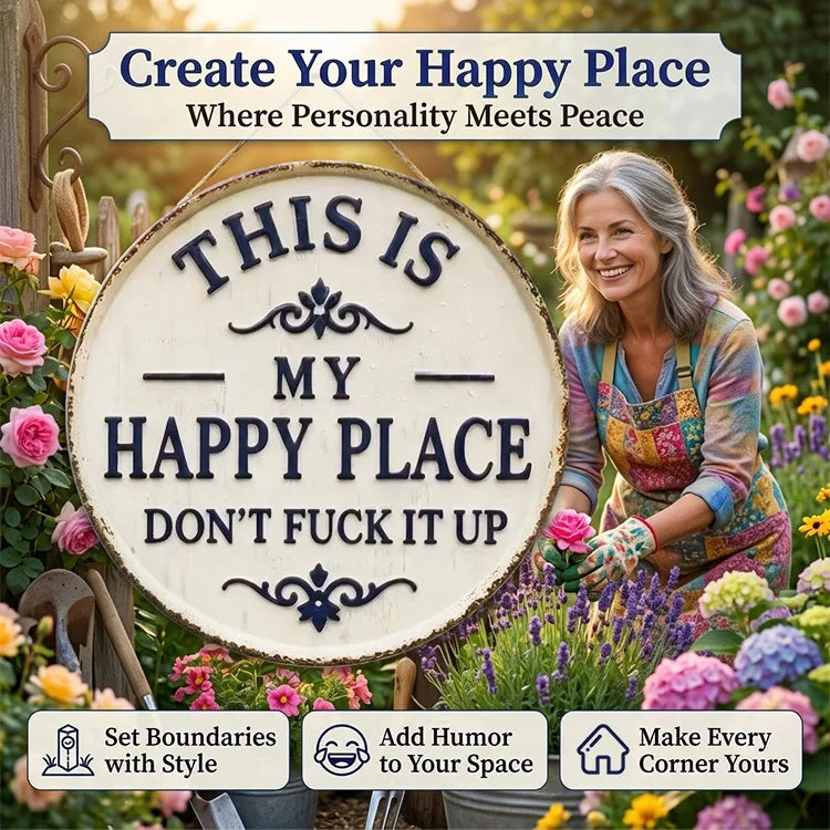 Personalized Family Name Happy Place Garden Sign