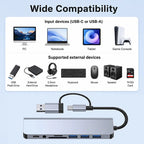 8-in-1 USB-C Hub Adapter with USB-A, USB-C, Audio & Fast Data Transfer