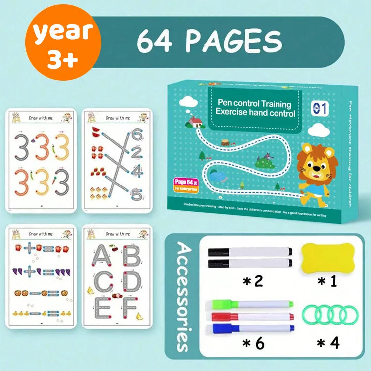 Reusable Tracing Workbook for Kids Ages 3+
