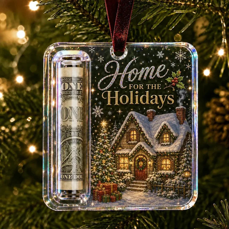 Christmas Cash Gift Ornament – Clear Money Holder Keepsake