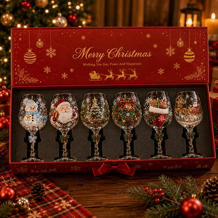 Handcrafted 3D Christmas Wine Glass – Festive Holiday Goblet