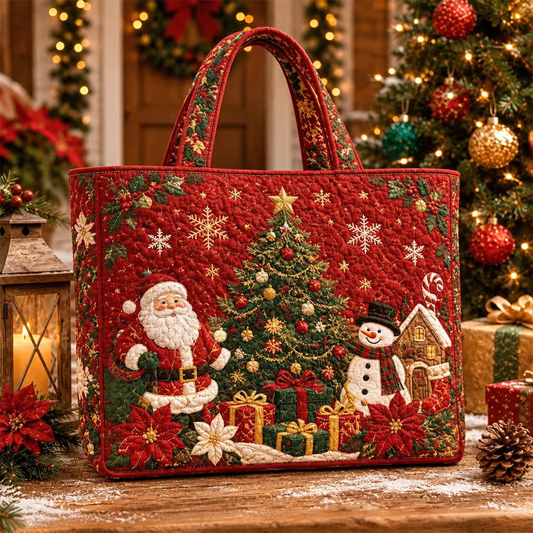 Quilted Christmas Tote Bag – Festive Holiday Carryall