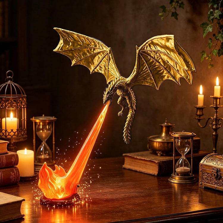 3D Dragon Fire Bookshelf Light – Flying Fantasy Nook Decor