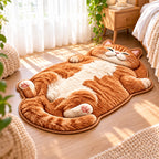 3D Plush Cat Floor Mat – Washable Absorbent Microfiber Rug