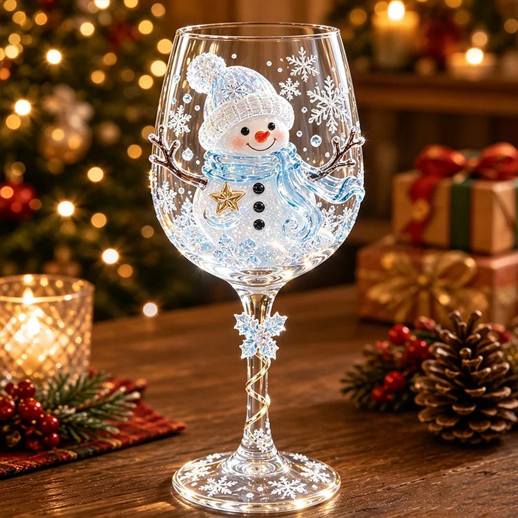 Handcrafted 3D Christmas Wine Glass – Festive Holiday Goblet