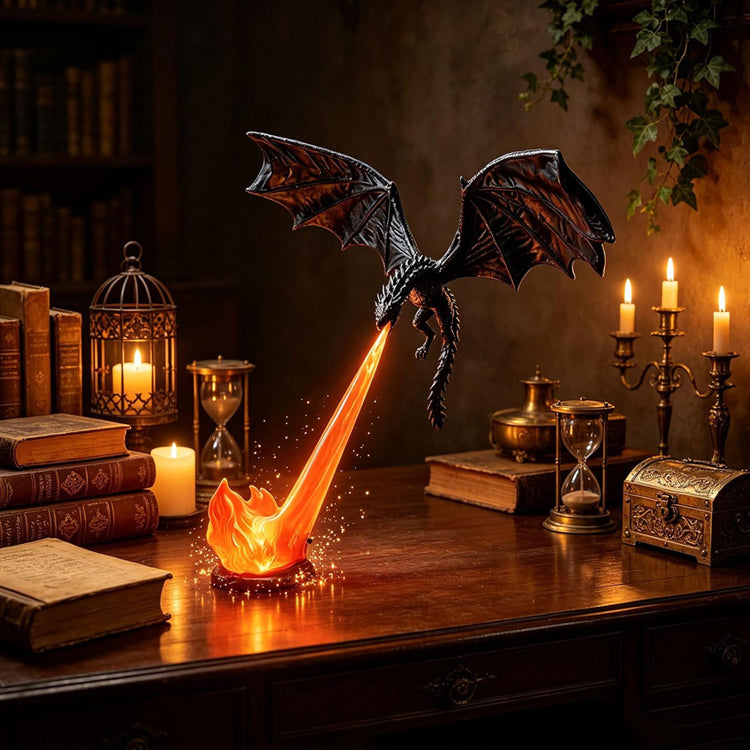 3D Dragon Fire Bookshelf Light – Flying Fantasy Nook Decor