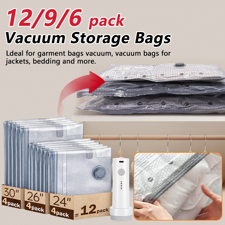 Cordless Vacuum Compression Bags with Electric Pump - Save Up to 80% Space in Seconds