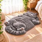 3D Plush Cat Floor Mat – Washable Absorbent Microfiber Rug